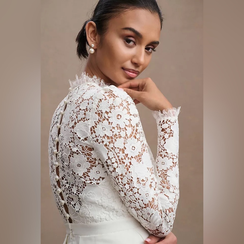RARE NWOT Sachin & Babi Cecelia Lace Sleeve A-Line Midi Dress | Size 0 | BHLDN